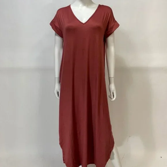 Entro Dresses | Entro Marsala Short Sleeve Pocket Maxi Dress | Color: Brown/Red | Size: M | Pm-97728695'S Closet